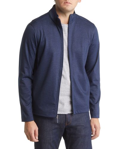 Johnston & Murphy Textured Full Zip Sweatshirt - Blue