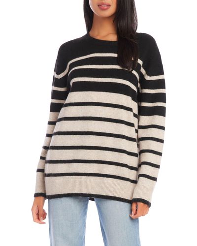 Fifteen Twenty Stripe Oversize Sweater - Black