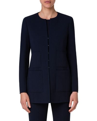 Akris Double Face Stretch Wool Jacket - Blue