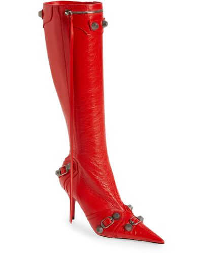 Cagole Lambskin Buckle Zip Knee Boots