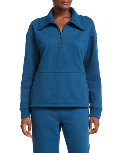Beyond Yoga Trek Half Zip Pullover - Blue