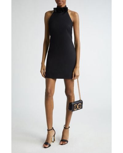 Dolce & Gabbana Halter Neck Wool Minidress - Black