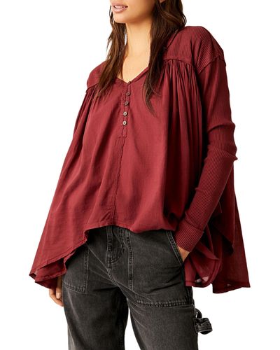 Free People Lyrical Flowy Tunic Top - Red