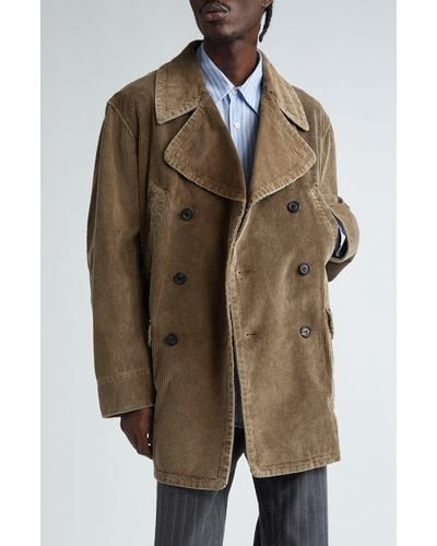 Our Legacy Biker Trench Corduroy Peacoat - Brown