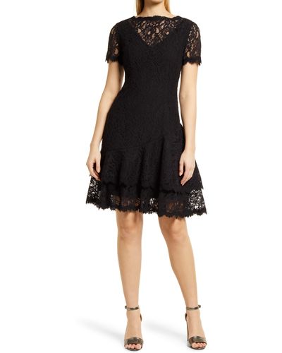 Shani Scalloped Lace Cocktail Dress - Black
