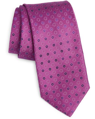 David Donahue Micro Dot Silk Tie - Purple