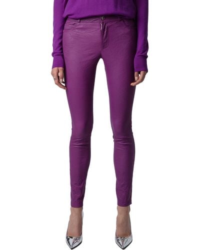 Zadig & Voltaire Phlame Leather Pants - Purple