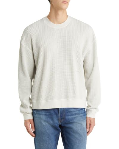 FRAME Waffle Knit Cotton Sweatshirt - White