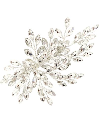 Brides & Hairpins Sahara Crystal Leaf Bendable Hair Clip - White