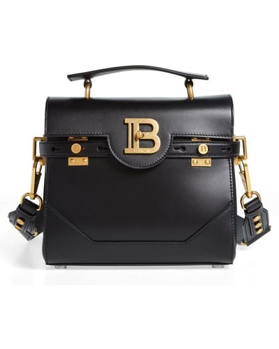 Balmain B-buzz 23 Monogram Leather Top Handle Bag - Black