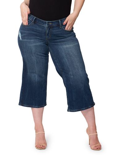 Slink Jeans Mid Rise Wide Leg Crop Jeans - Blue