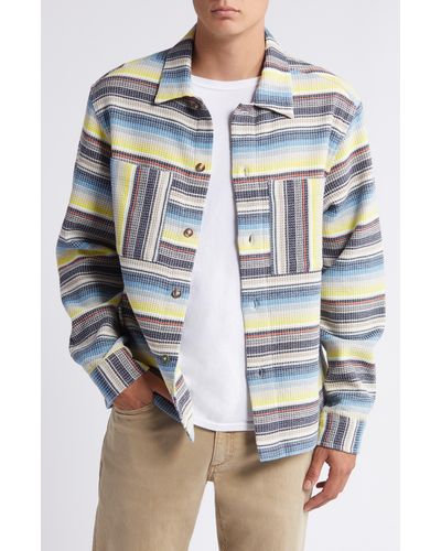 Scotch & Soda Stripe Structured Cotton Shirt Jacket - Multicolor