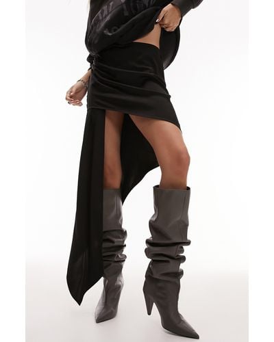 TOPSHOP Asymmetric High-low Skirt - Black