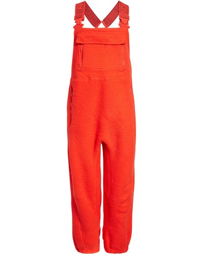 Free People Hit The Slopes High Pile Fleece Snow Bibs - Red
