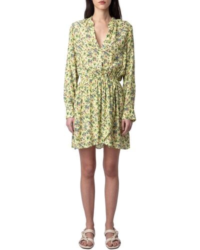 Zadig & Voltaire Rinka Floral Long Sleeve Dress - Yellow