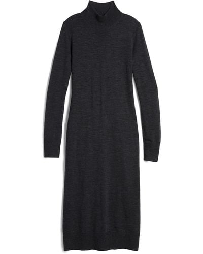 Vineyard Vines Mock Neck Long Sleeve Merino Wool Sweater Dress - Black