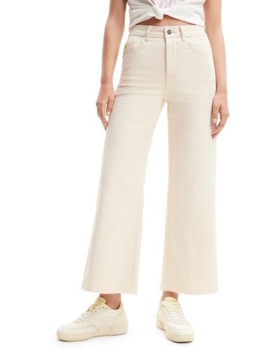 Desigual Cropped Culotte Jeans - Natural