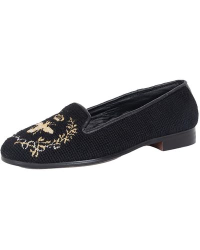 ByPaige By Paige Needlepoint Silver & Gold Bee Flat - Black