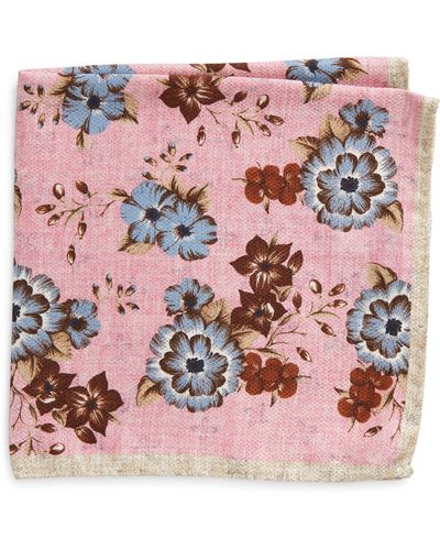 Edward Armah Floral & Neat Prints Silk Pocket Square - Pink