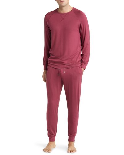 Daniel Buchler Long Sleeve Stretch Viscose Pajama T-shirt - Red