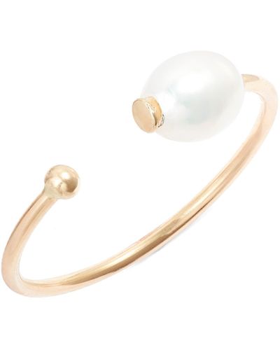 POPPY FINCH Pearl Open Ring - White