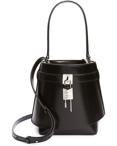 Givenchy Shark Lock Leather Bucket Bag - Black