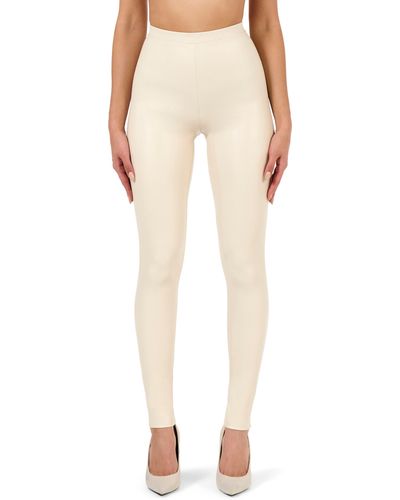Naked Wardrobe All Faux U High Waist Faux Leather leggings - Natural
