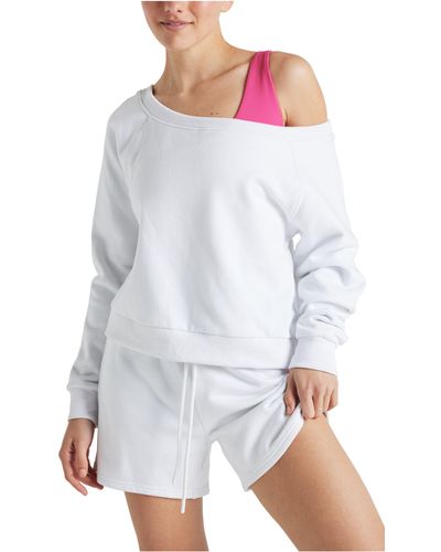 Electric Yoga Off Shoulder Sweatshirt - White