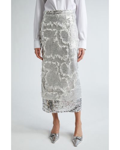 Erdem Sequin Embroidered Pencil Skirt - Gray