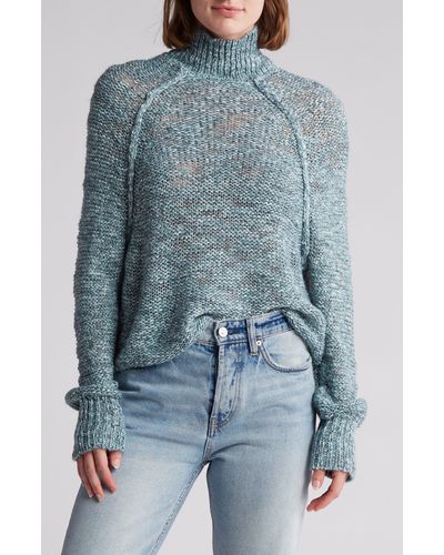 O'neill Sportswear Floris Marl Open Stitch Turtleneck Sweater - Blue