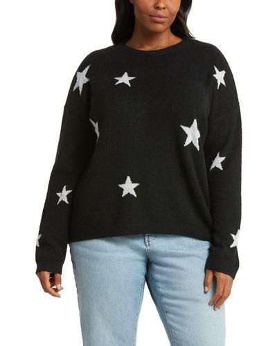 Caslon Caslon(r) Holiday Jacquard Star Sweater - Black