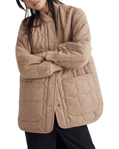 Madewell Quilted Oversize Wool Blend Bomber Jacket - Natural