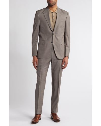 Peter Millar Tailored Fit Plaid Wool Suit - Natural