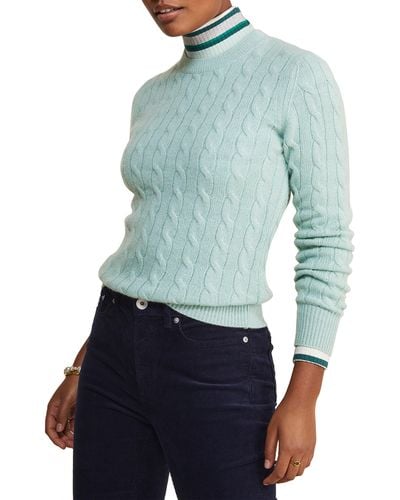 Vineyard Vines Cable Stitch Cashmere Sweater - Blue