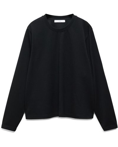 Mango Pintuck Sweatshirt - Black