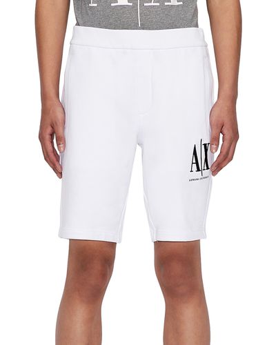 Armani Exchange Icon Logo Sweat Shorts - White