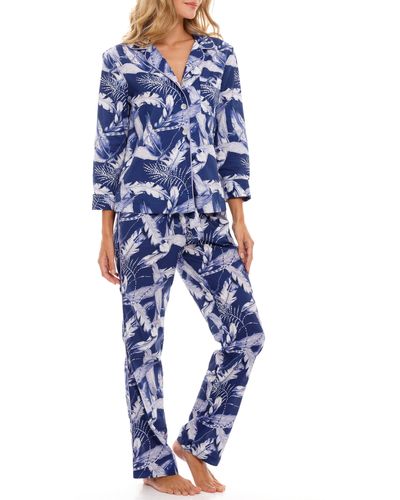 The Lazy Poet Emma Plume Cotton Pajamas At Nordstrom - Blue