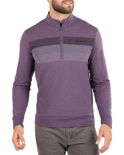 Travis Mathew Pioneer Stretch Cotton Blend Half Zip Pullover - Purple