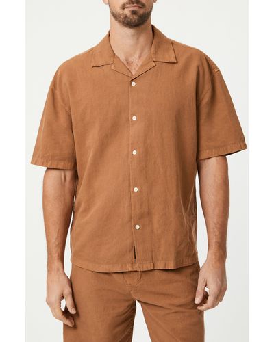 Mavi Cotton Blend Camp Shirt - Brown