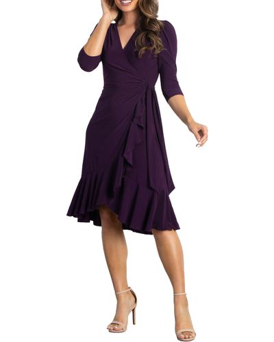Kiyonna Whimsy Wrap Dress - Purple