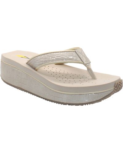Volatile 'mini Croco' Wedge Sandal - White