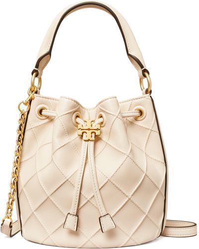Tory Burch Small Fleming Soft Leather Bucket Bag - Natural