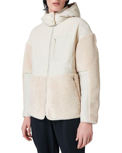 Sweaty Betty Fleece Block Hooded Technical Jacket - Natural