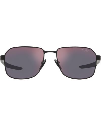 Prada Linea Rossa 57mm Rectangular Sunglasses - Gray