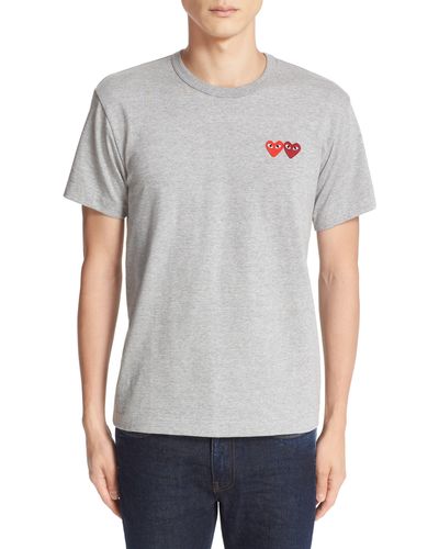 COMME DES GARÇONS PLAY Twin Hearts Slim Fit Jersey T-shirt - Gray