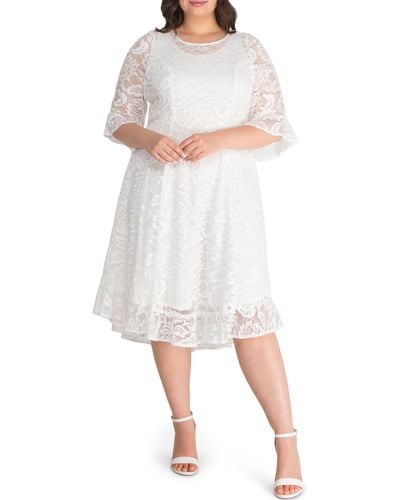 Kiyonna Livi Lace Cocktail Dress - White