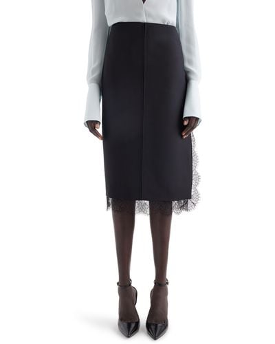 Givenchy Lace Trim Wool & Mohair Skirt - Black