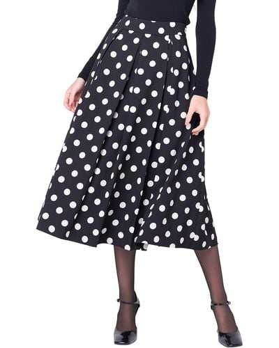 English Factory Polka Dot A-line Midi Skirt - Black