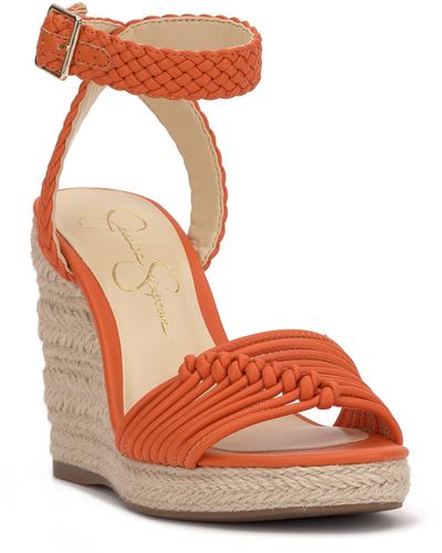 Jessica Simpson Talise Ankle Strap Espadrille Platform Wedge Sandal - Orange