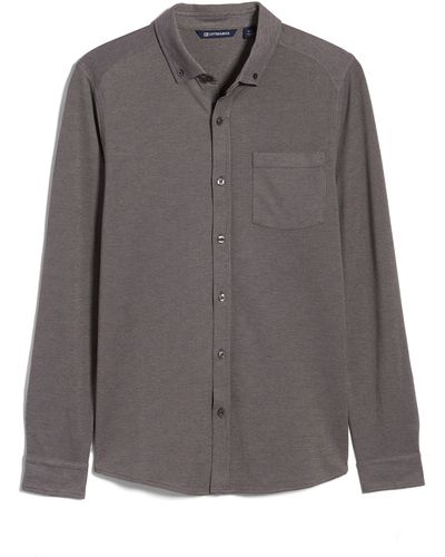 Cutter & Buck Reach Button-down Piqué Knit Shirt - Gray